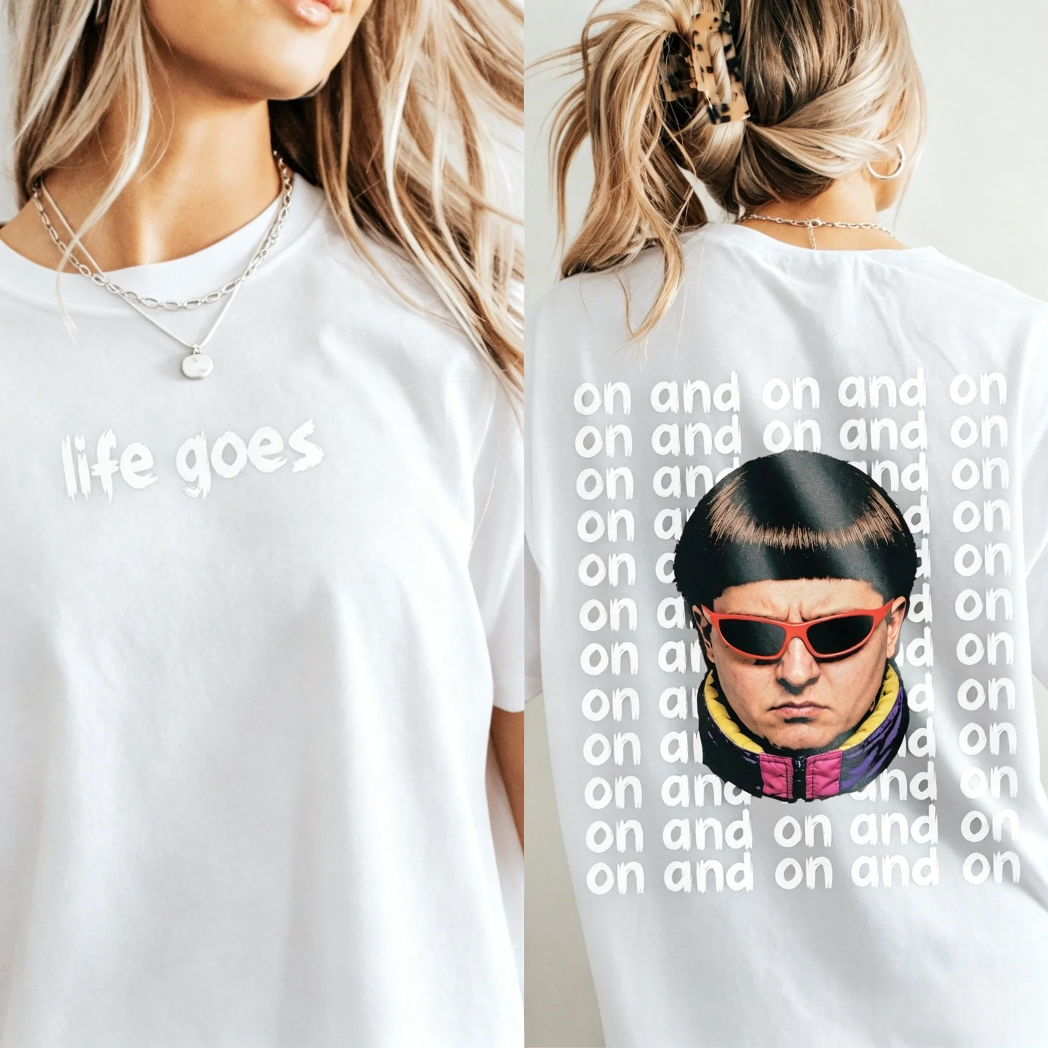 Oliver Tree Shirt 'Life Goes on' Bedrucktes Muster Reines Baumwoll-T-Shirt Y2K Musik-Fan-Shirt 2026 Sommer Herren Damen Streetwear – Detail 6