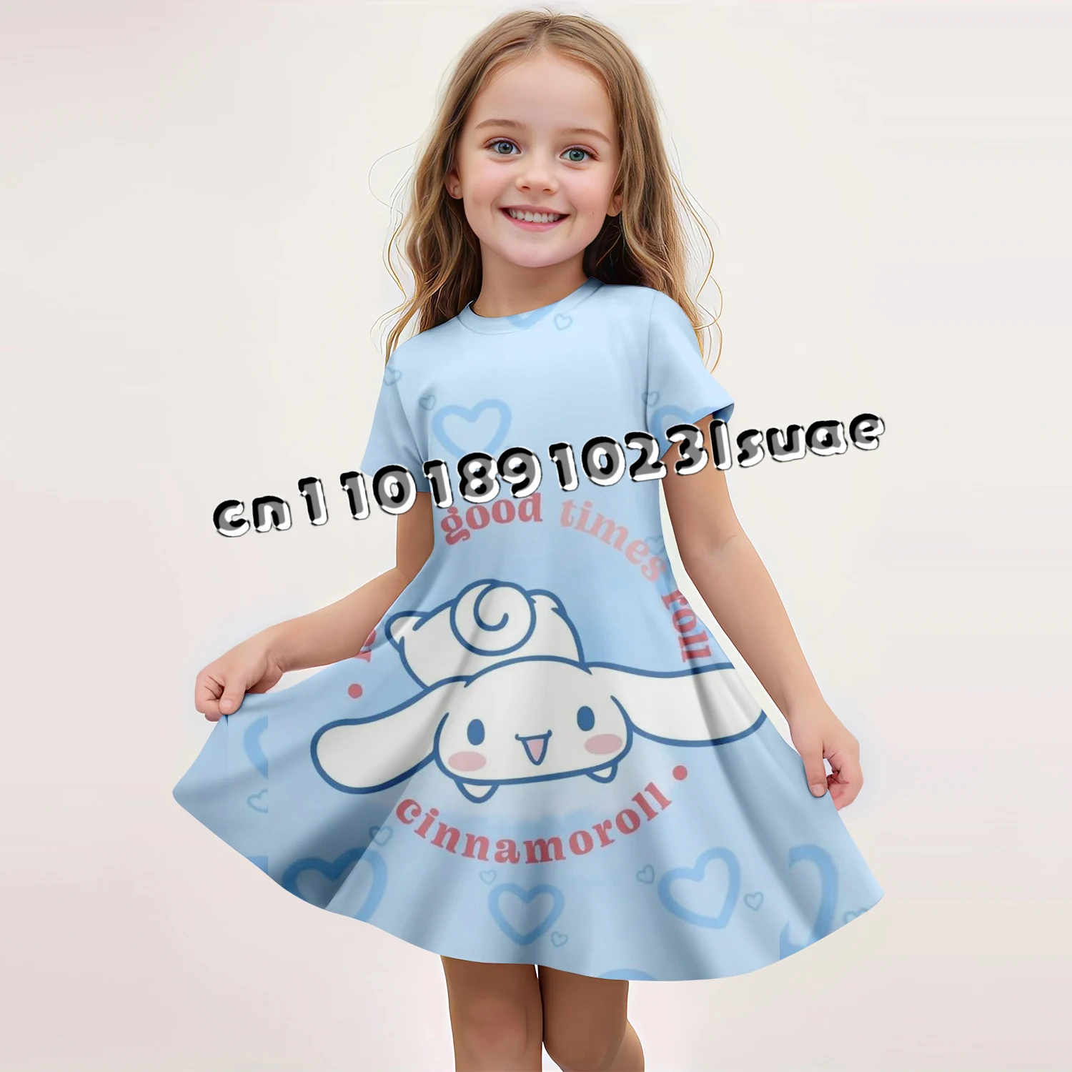 

Летняя горячая распродажа, платье Hello Kitty для девочек, юбка с короткими рукавами с 3D принтом для детей, удобное тонкое милое платье принцессы Sanlio