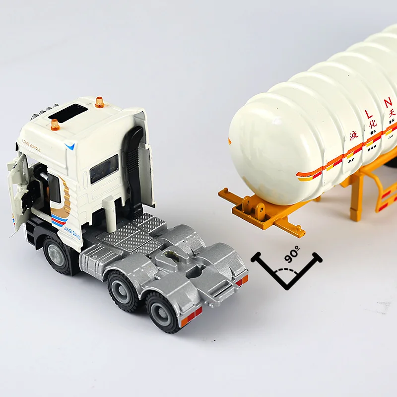 1:50 Boxed Natural Gas Tanker Liquefied Gas Lng Transport Vehicle Car Body Simulation Alloy Engineering Vehicle Tank Truck B110