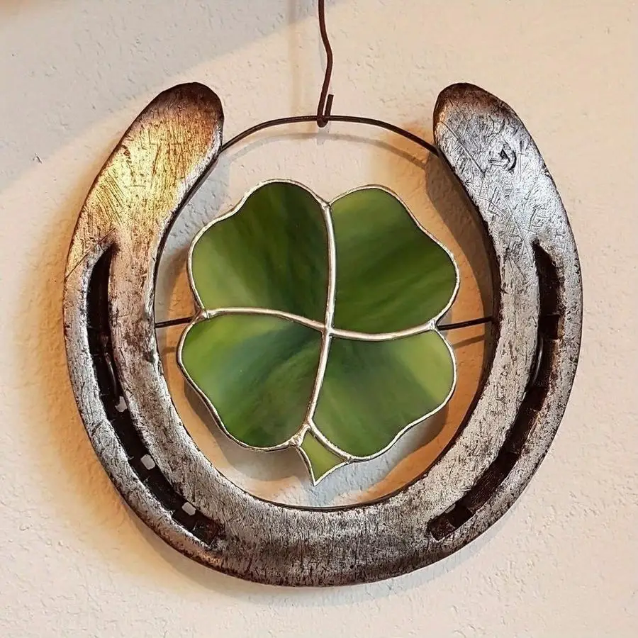 1/5/10/20/50/100pcs Manufacturer Supplies Cross-Border New Metal Crafts Four-Leaf Clover Lucky Horseshoe Home Outdoor Use Orname