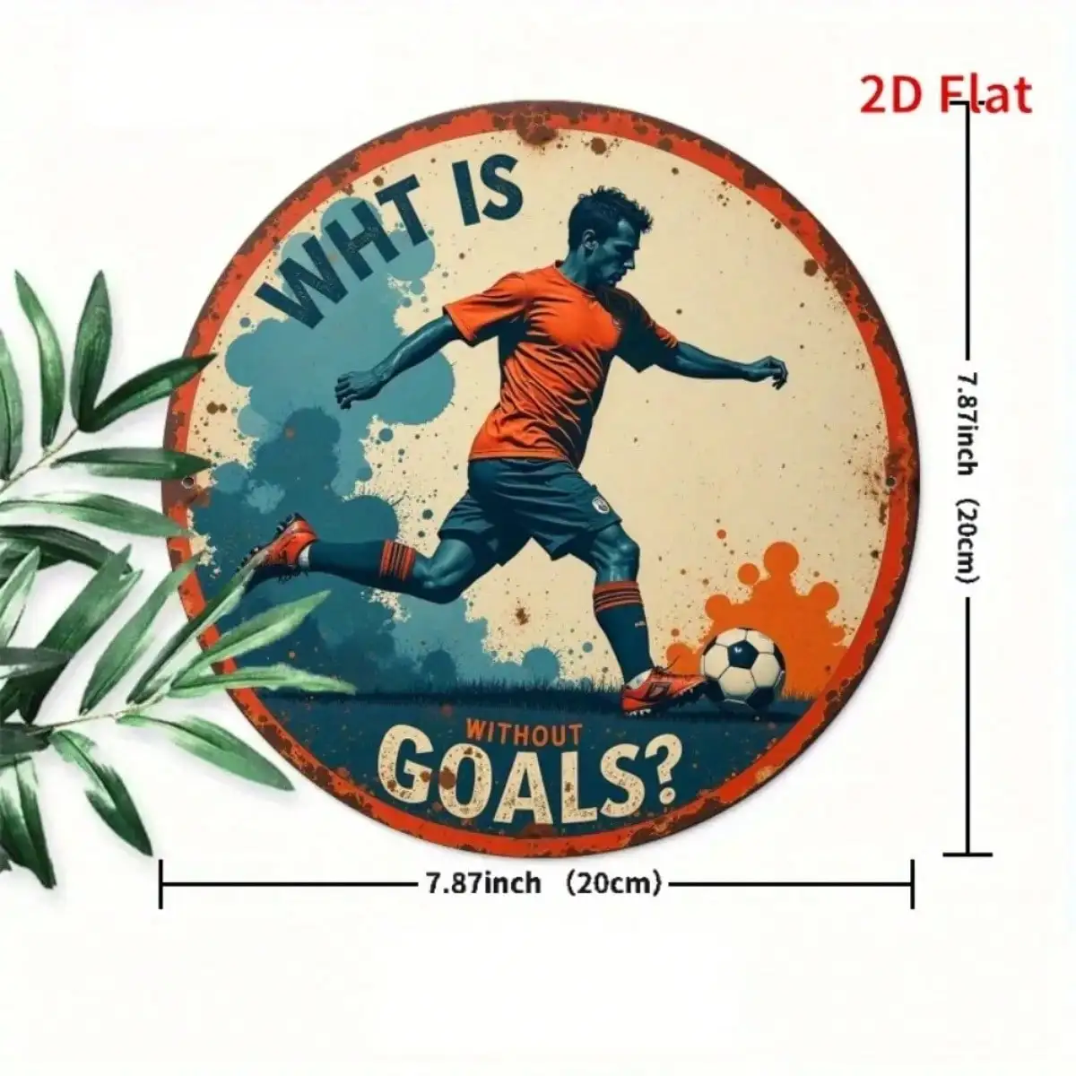 Vintage Soccer Iron Wall Sign, Retro Orange Blue Motivational Decor, Without Goals Metal Art