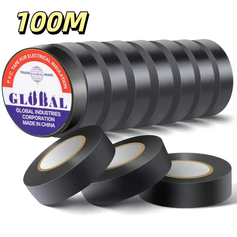 【セール中】10/100 メートル黒難燃性電気絶縁テープ強粘着ワイヤーハーネステープ電気配線用防水テープ