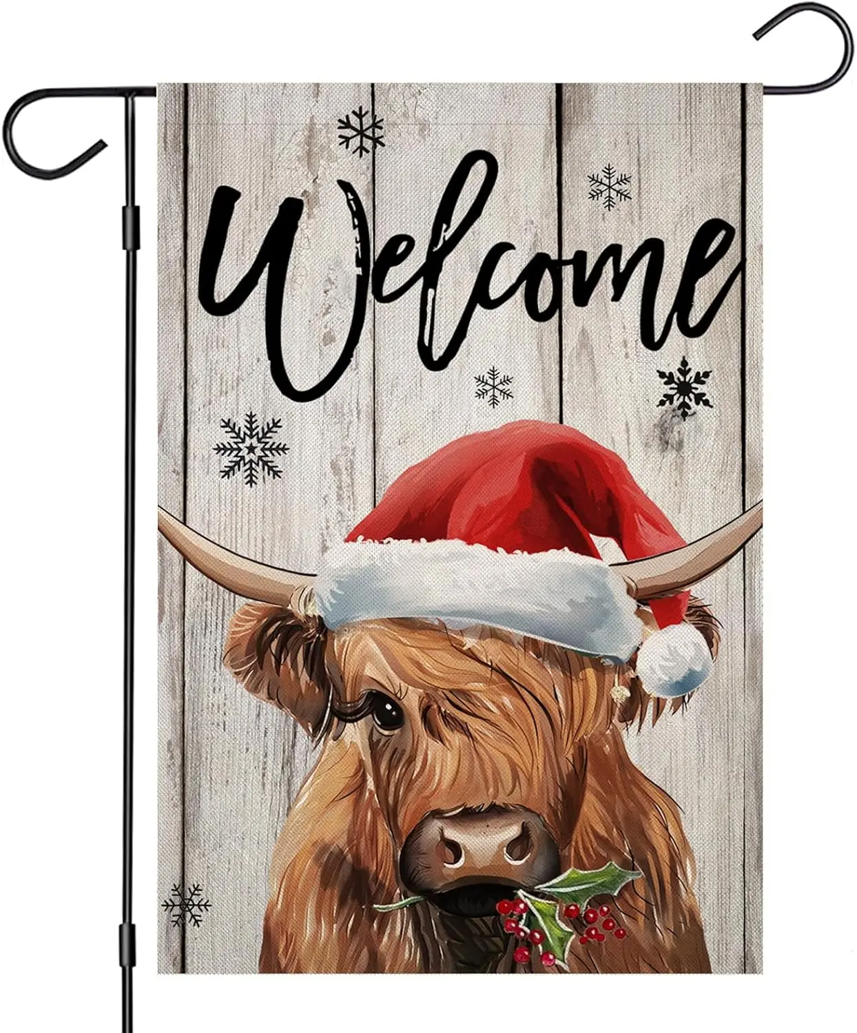Merry Christmas Garden Flags for Outside Decoration, Welcome Highland Cow Small Yard Flag, Xmas Seasonal Farmhouse Winter Ho uui