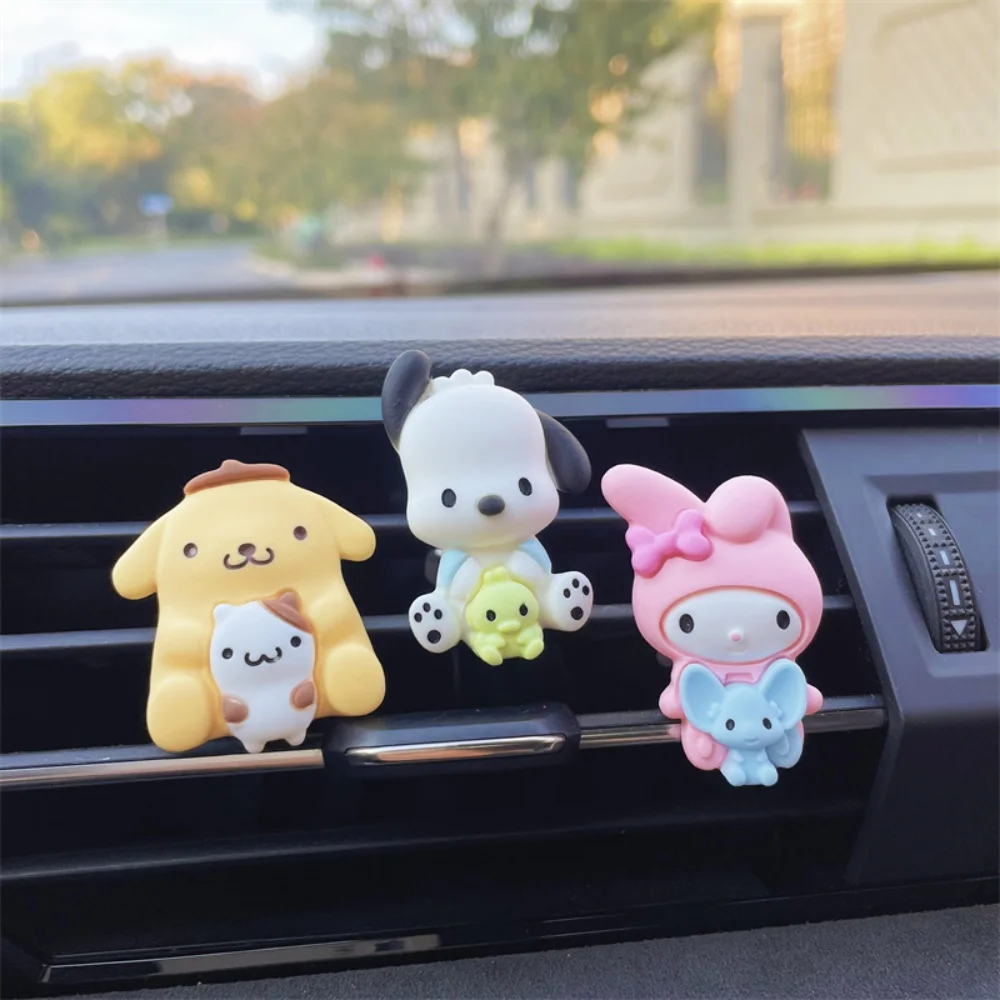 かわいいサンリオクロミ車芳香剤かわいいシナモロールメロディポチャッコ調節可能なベントクリップ装飾アロマ女性ギフト