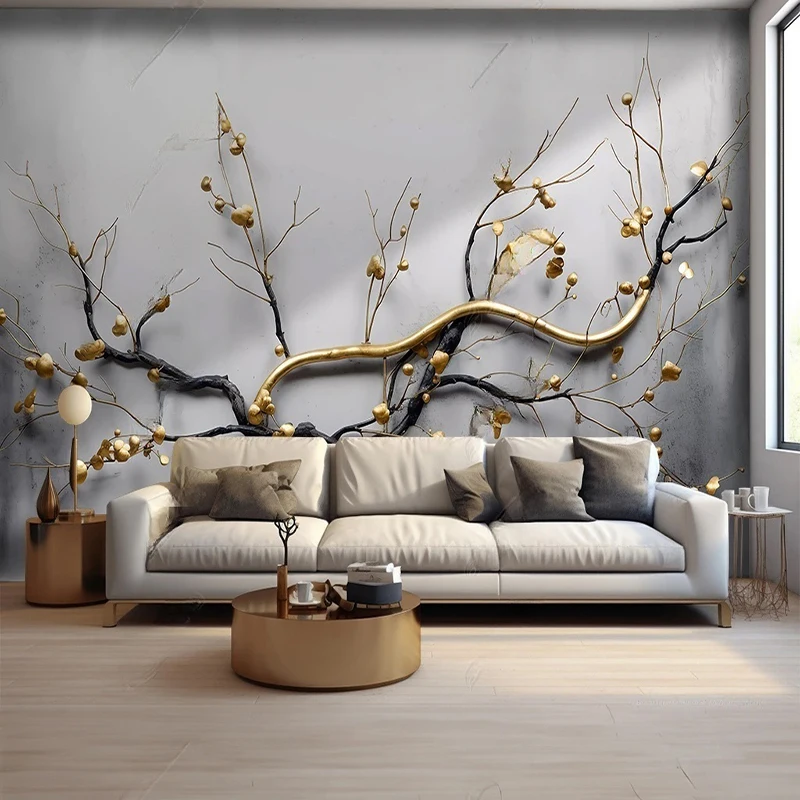 

Современные фотообои на заказ: минималистичный пейзаж в новом китайском стиле, художественная роспись с деревьями, фон для ТВ, декор для дома