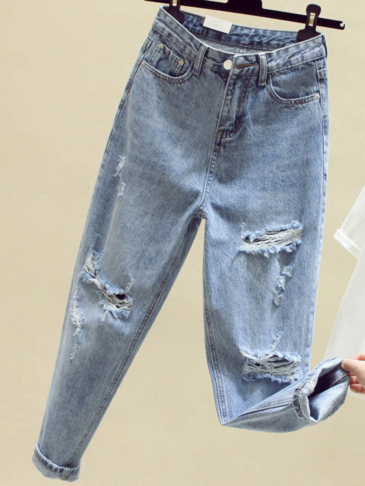 

High Waist Slimming Thin Denim Jeans Women's Spring Autumn Faionable Harlan Nine Point Pants Korean Sle Wide Leg Jeans