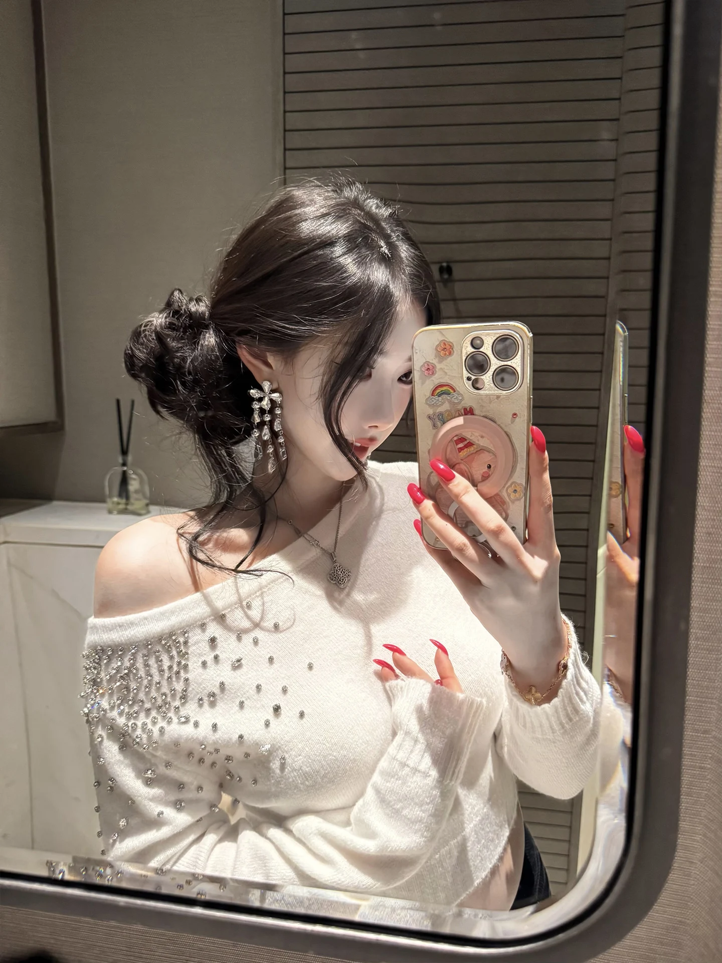 

Женский облегающий вязаный свитер Star River J Studio с бриллиантовой отделкой, базовый слой, осень-зима