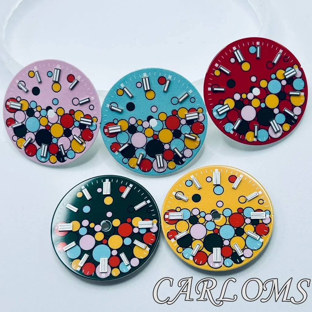 TOP 28.5mm NH35 NH36 4R35 4R36 7R26 7R36 Movement Blue Yellow Red Pink Green Sterile Luminous Watch Dial Date