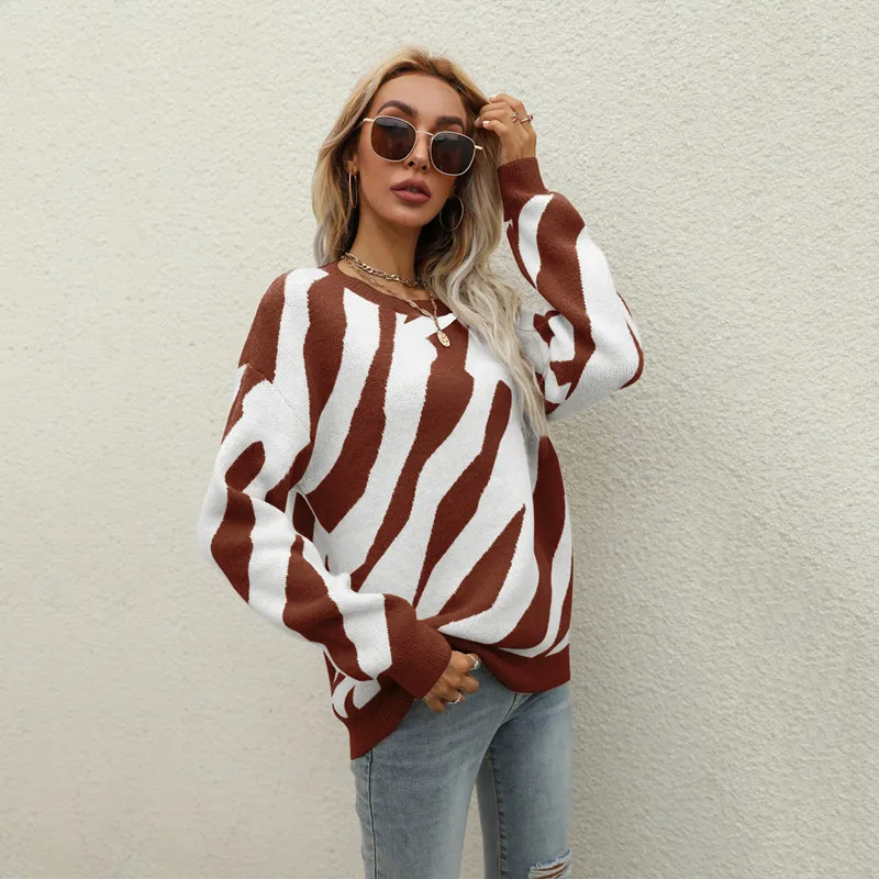 Slim Fitting Outerwear Top Pull Hiver Femme Beautiful Frau Pullover Stripe Clothes Knitted Tops Women Sweaters 2023 Kint Tops