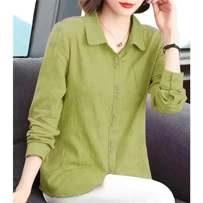 

Cotton Shirt Women Spring 2025New Loose Coat Western Style Middle-Aged Mother Autumn Jacket Thin High-Grade Outerwear Ladies Top