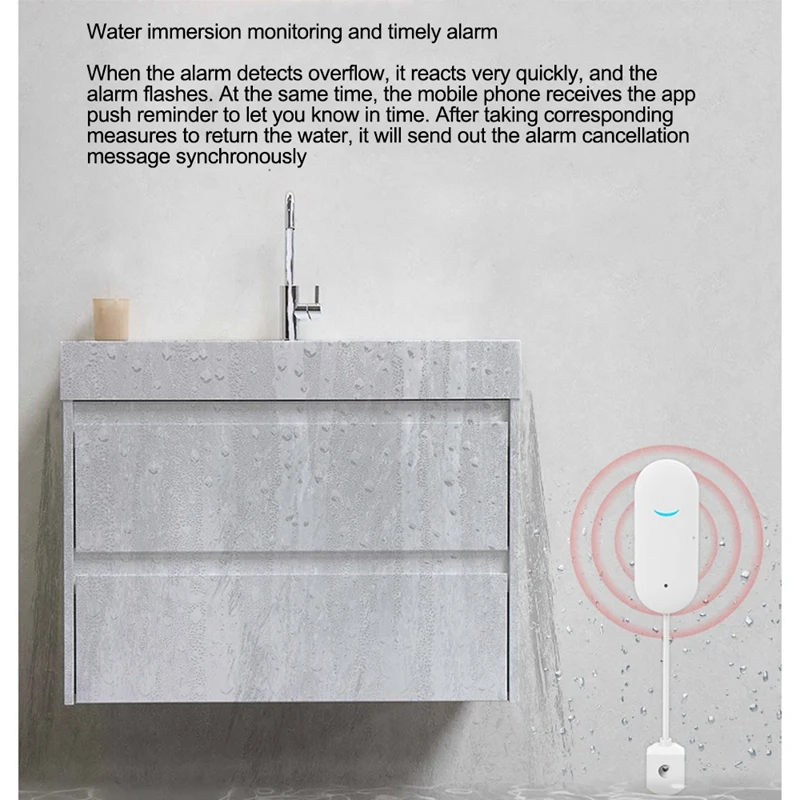 Tuya Wifi Waterlekkagesensor Smart Home Waterlekkage Detector Overstroming Waarschuwing Overflow Beveiliging Via Smart Life