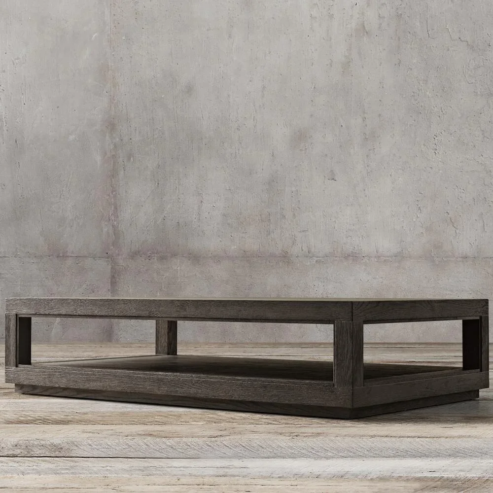 Contemporary living room furniture retro rectangular large frame coffee table wood oak