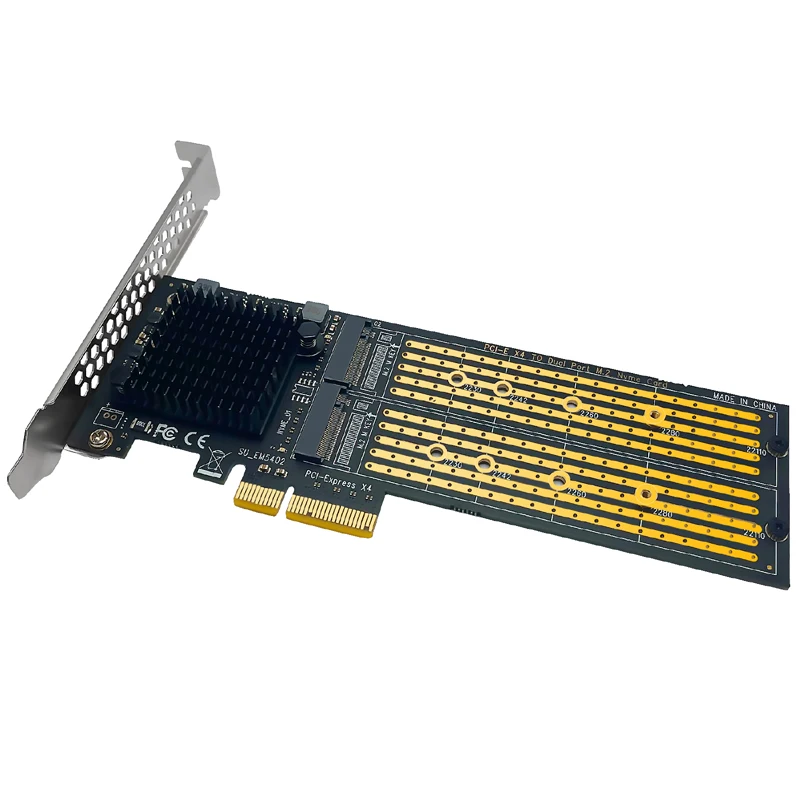 Bezdzielny Adapter 2Port M2 NVME PCIE do klucza NVMe SSD M B & M do PCI Express X4 karty rozszerzeń z niskoprofilowym wspornikiem