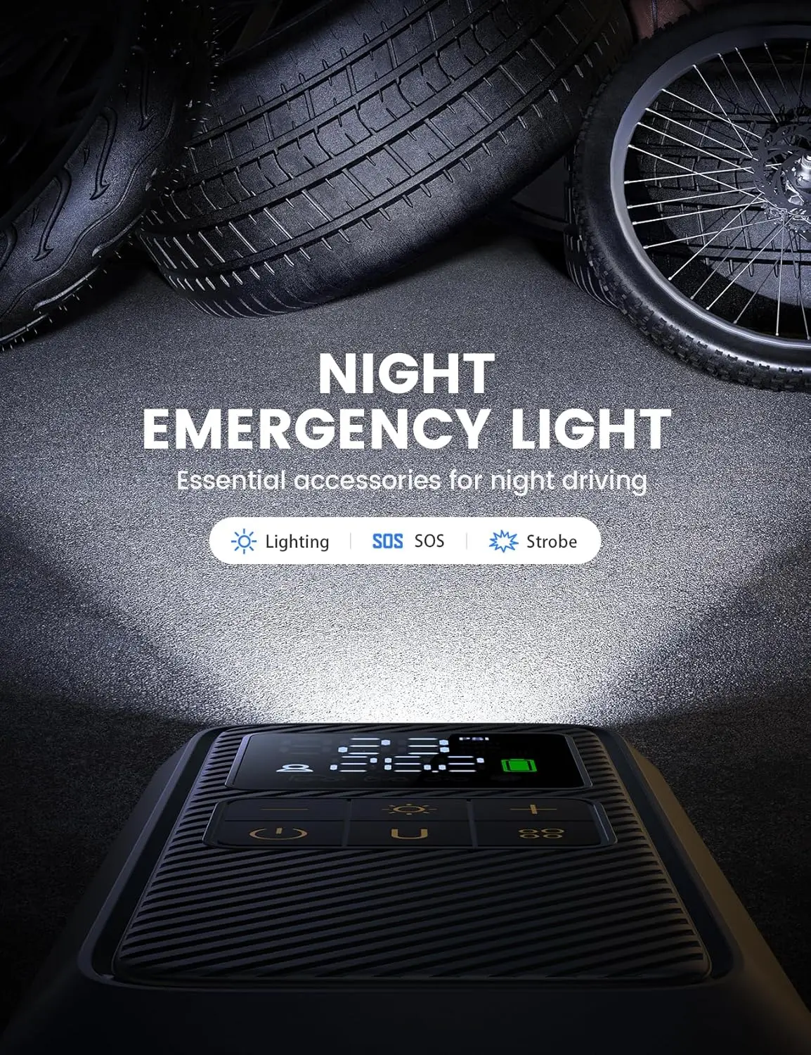 منفاخ إطارات السيارة المحمول 150 رطل لكل بوصة مربعة ضاغط هواء مع بطارية قابلة للشحن للسيارة والدراجات النارية والدراجة والمركبات ATV والسكوتر