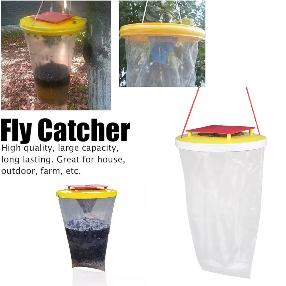 1PCS Red Top Fly Trap Bag Catcher 20,000 Flies Insects Pest Control Bait UK