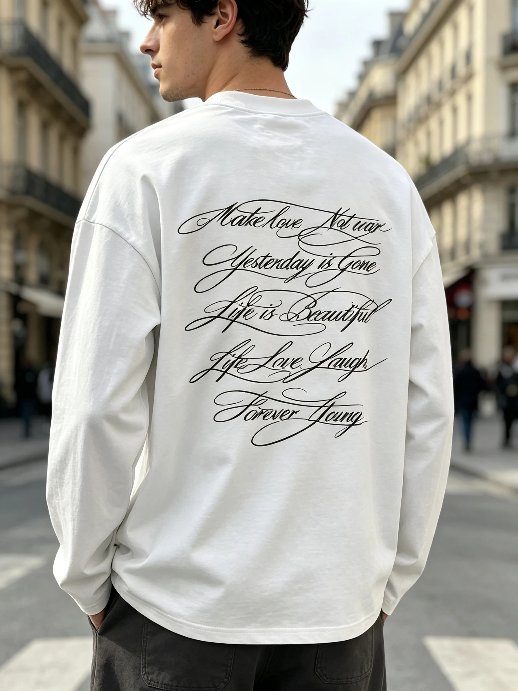 Tee Graphic Print - 남성용 긴팔 그래픽 티셔츠, 캐주얼한 디자인으로