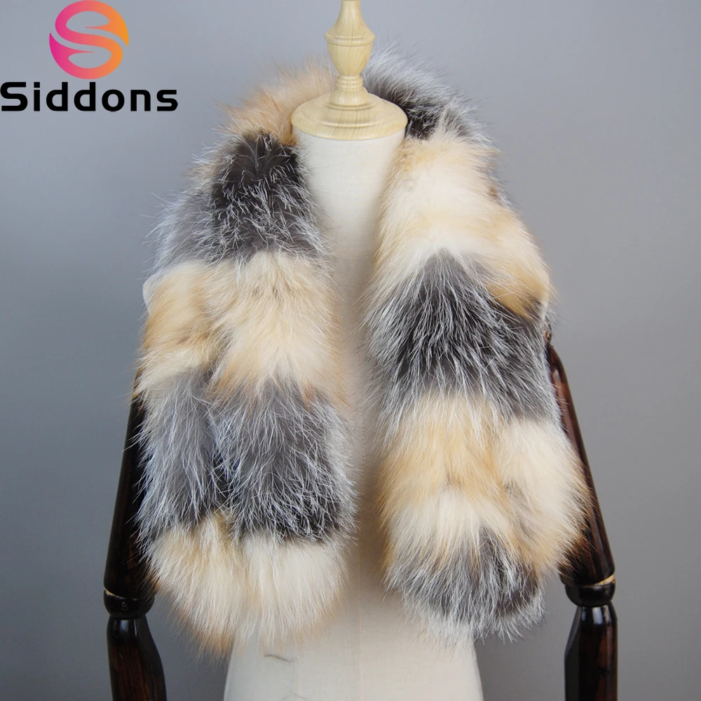 2024 New Fashion Men Women Genuine Fox Fur Scarf 100% Real Natural Fox Fur Collar Scarves Wraps Good Quality Fur Ring Muffler