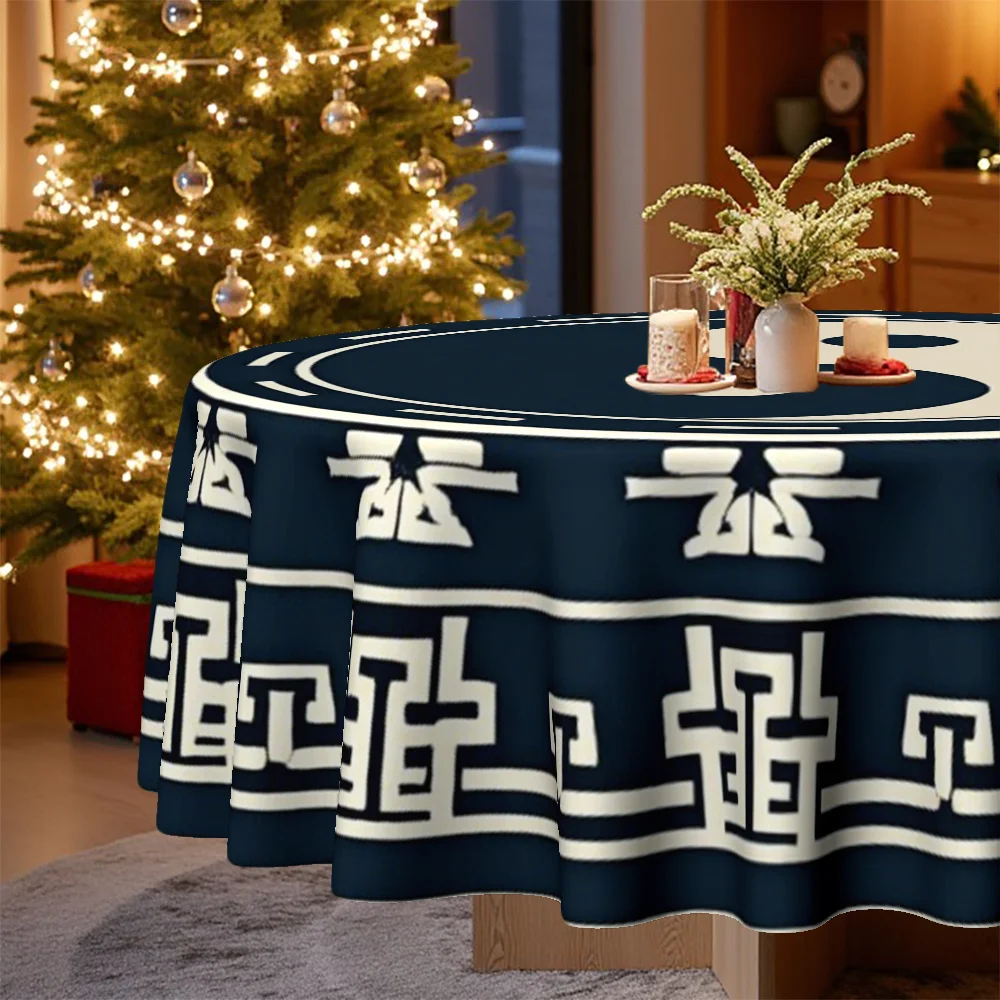 One tablecloth, with a Christmas theme and Asian-style Yin-Yang symbol print, suitable for family gatheringszyc