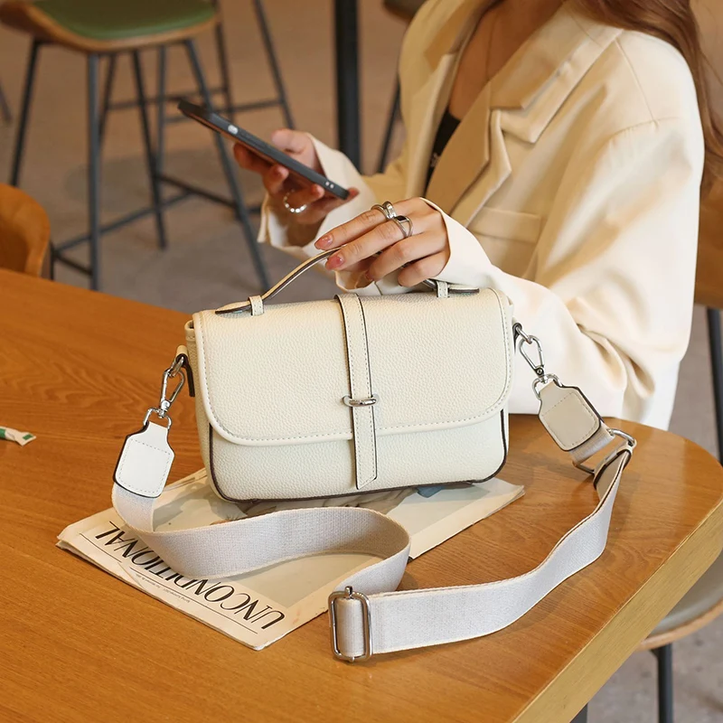 New Fashion Lady\'s Luxury Genuine Leather Messenger Bag Solid Color Simple Women Shoulder Bags Female Commute Square Handbag