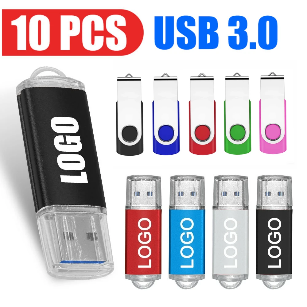 10pcs/lot USB 3.0 USB Flash Drive Flash Memory Card 32GB Pendrive 64GB USB Stick 4GB 8GB 16GB Memory Stick U Disk Free Logo