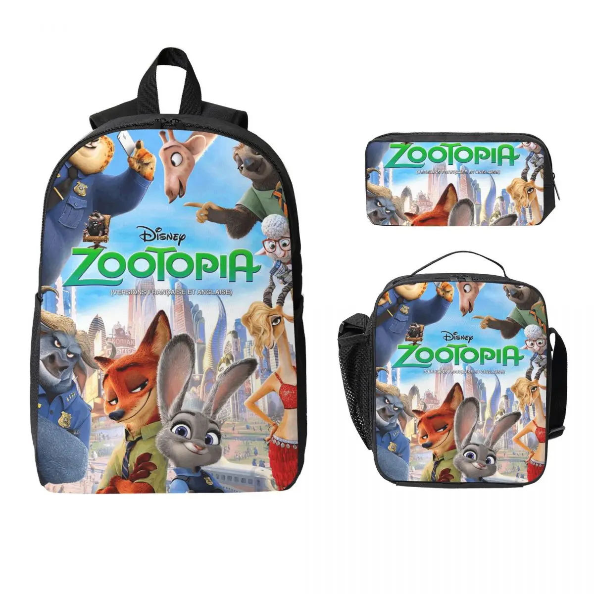 

Zootopia Backpack Student Boys Girls BookBag School Bag Computer Shoulder Bags 3ps Insulated Lunch Bag Pencil Case