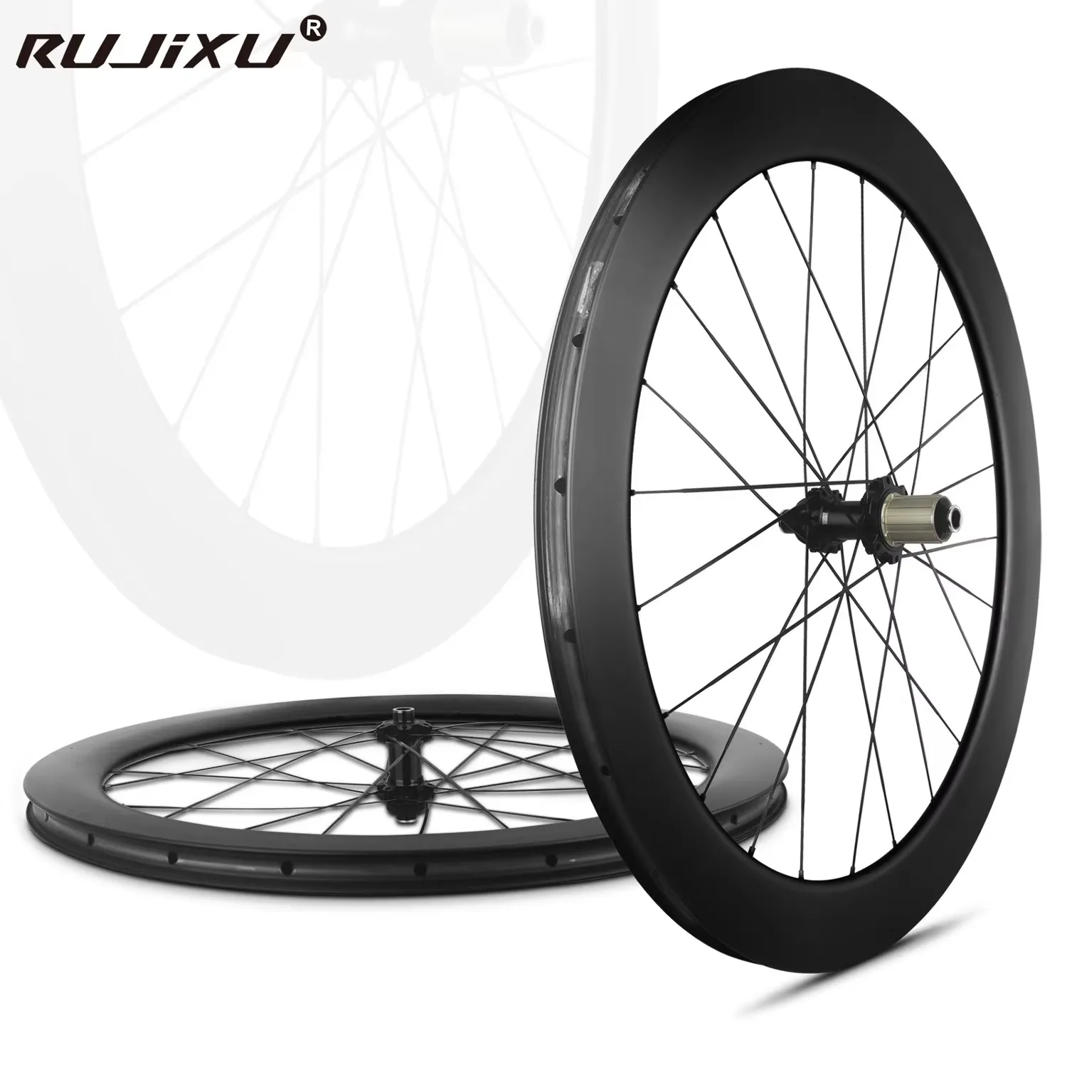 RUJIXU 700c 120 sound carbon road disc wheels 38 50 60mm tubeless disc bicycle wheelset 100x12 142x12center lock carbon wheels