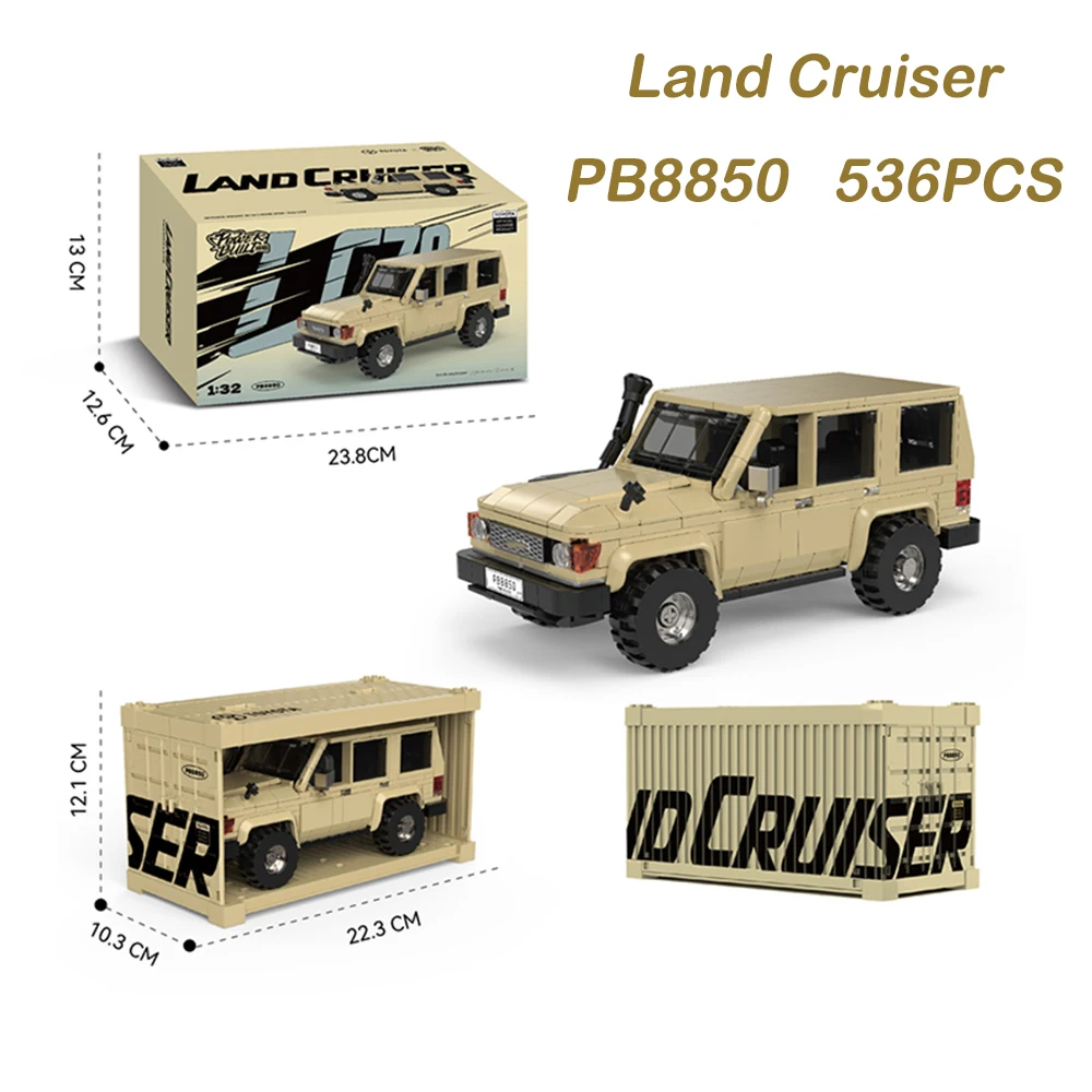 PB SUV NIEUW 536 STUKS Auto's Land Cruiser Off LC78 Wegvoertuig Bouwstenen Klassiek Automodel met Container Speelgoed Kerstcadeaus
