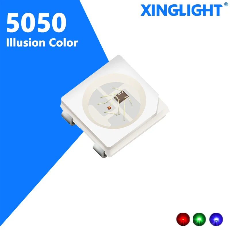 

XINGLIGHT 10 шт. 5050 красочные светодиодные бусины 5,0*5,0*1,6 мм встроенная микросхема четыре контакта XL-5050RGB-WS2812B SMD диод для поверхностного монтажа для освещения