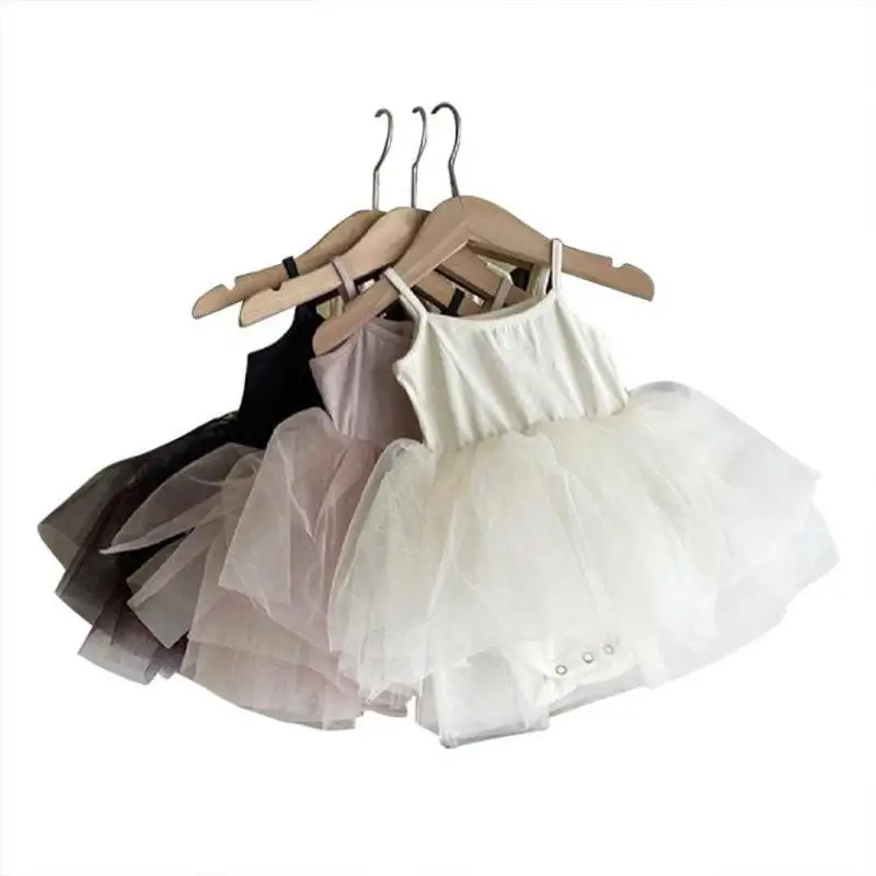 2024 New Baby Girl Summer Sleeveless Dress Kids Casual Tutu Dresses Outfits Children Lace Mesh Birthday Party Dress For Girls