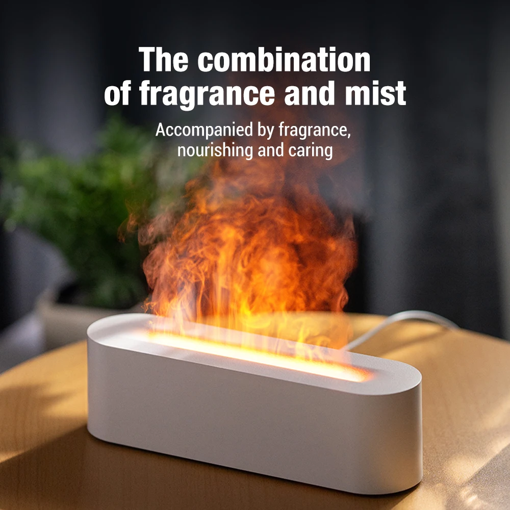 

Colorful Simulation Flame Diffuser USB Fragrance Office Home Flame Humidification Diffuser Mist RGB Realistic Fire Sprayer