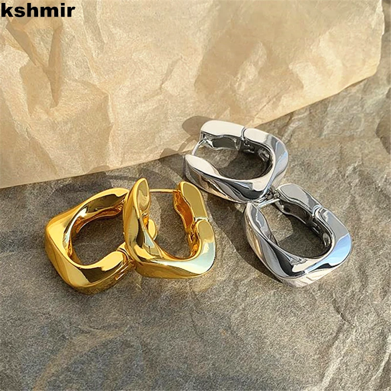 kshmir Twisted geometric U-shaped earrings fashionable metal earrings daily commuting simple geometric jewelry