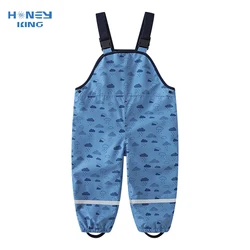 HONEYKING Children Waterproof Rain Pants Baby Jumpsuits Boys Girls Overalls Pants Fashion Kids Overalls