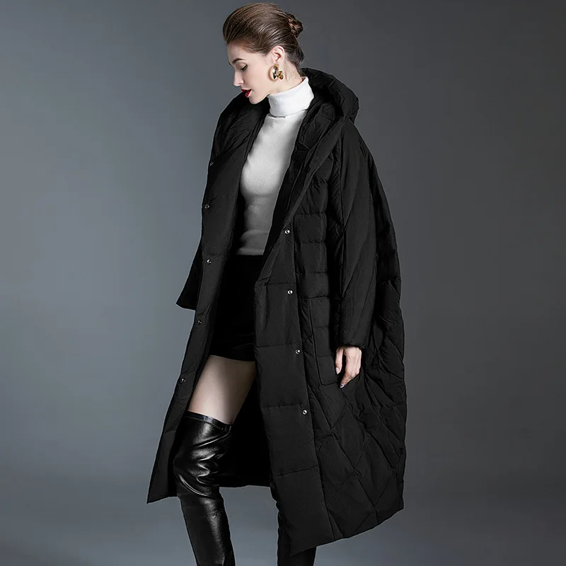 High-end dames winterdonsjack Warm pufferjack Hoge kwaliteit luxe merk Losse halflange verdikte donsjas Winddicht