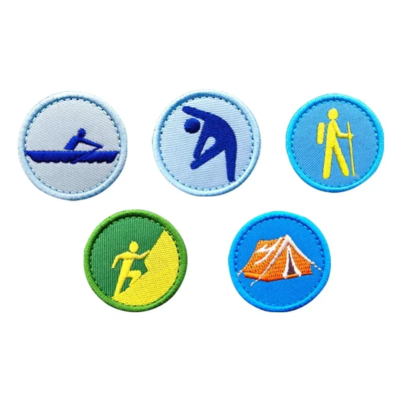 Scouting Patch Embroidery Hook&loop Tactical Badges Outdoor Camping Icon Round Training Emblem for Boy Scouts Uniform DIY Decor