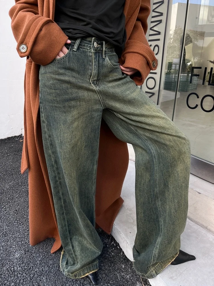 

Джинсы Vcansy Retro Waed с высокой талией и широкими штанинами, женские, в американском стиле, удлиненные, с комфортной посадкой