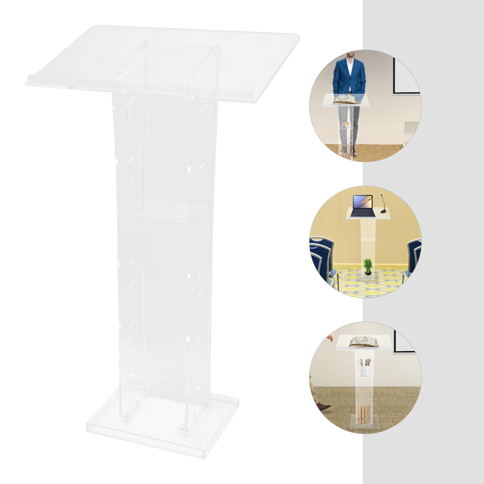 Acrylic Podium Table Plexiglass Pulpit Church Lectern Modern Clear School Podium Commercial Furniture H 110cm