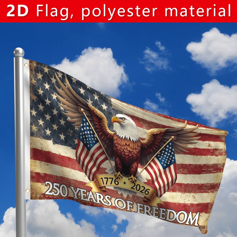 1Pc American Independence 250Th Anniversary Liberty Flag 1776-2026 Bald Eagle Double Flag Vintage Decorative Flag Outdoor Hanging Flag