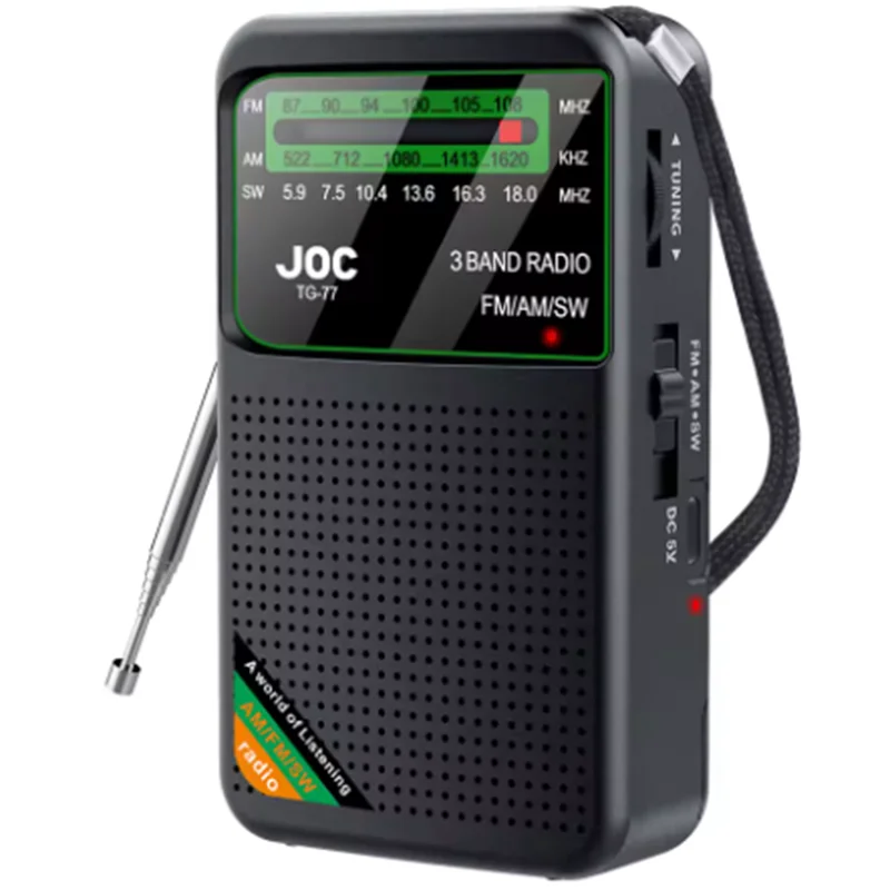 

Battery Operated Radio FM AM SW Radio Built-in Speaker Pointer Pocket Radio Type-C Rechargeable with HD Display Screen for Elder