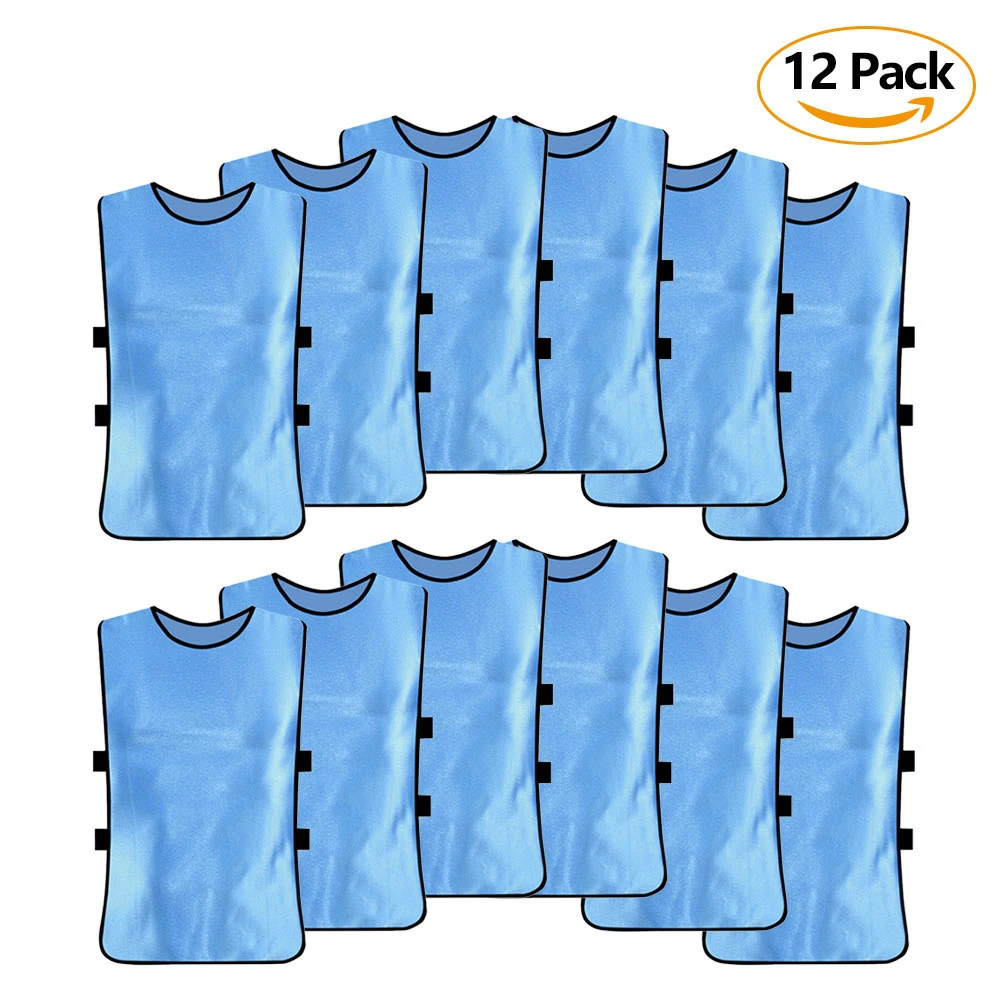 

12 Pack Jerseys Bibs Breathable Adults Football Scrimmage Training Vests for Volleyball Soccer