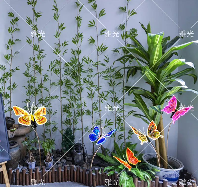2-teiliges Set realistischer dynamischer und statischer Schmetterlinge als Außenornamente für Feiertagspartys, Garten, Rasen, Terrasse, Hof, Festival- und Veranstaltungsszenen – Detail 11