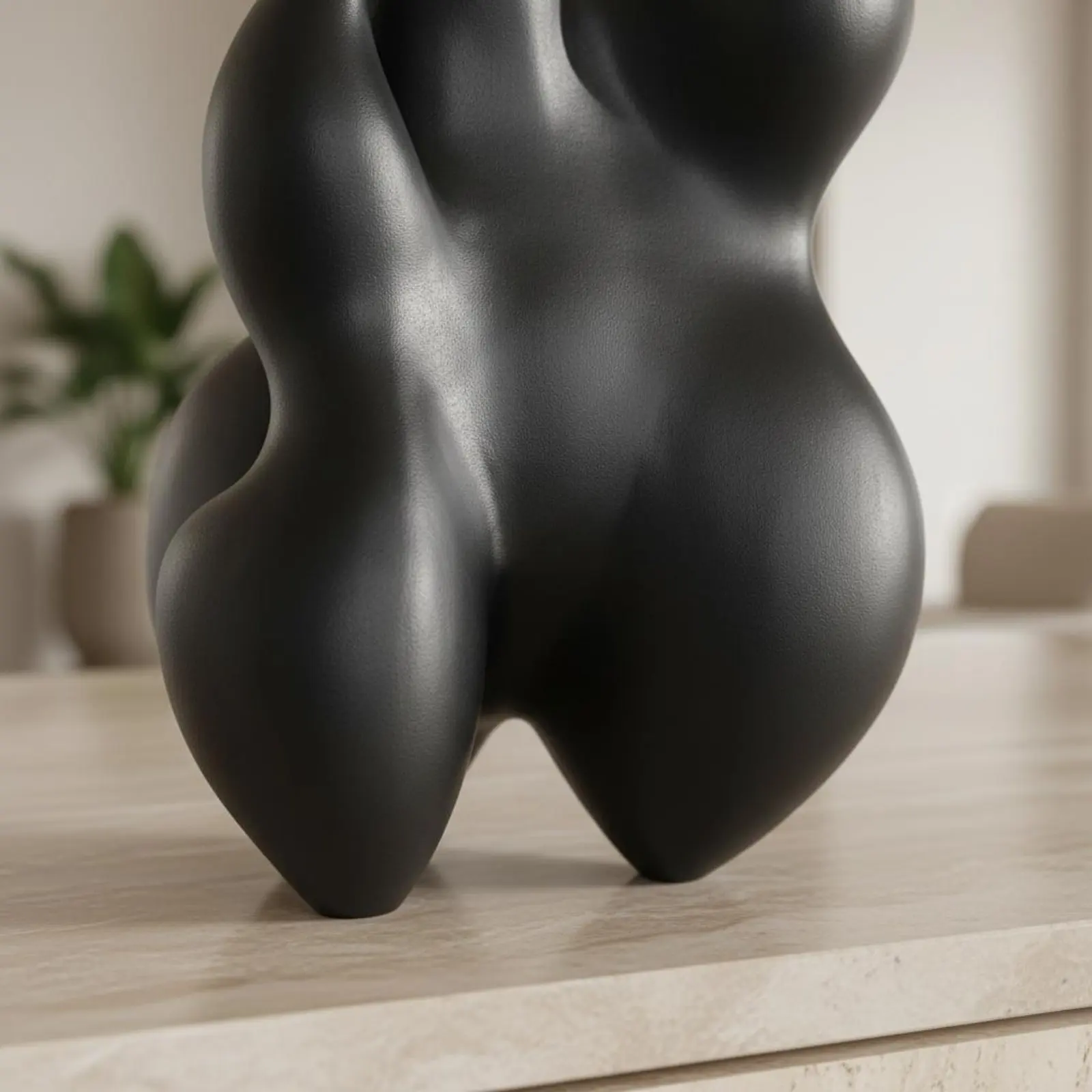 

Black Abstract Sculpture Luxury Ornamental Detail Geometric Art Decoration Biomorphic Art Figurine Distinctive Design House