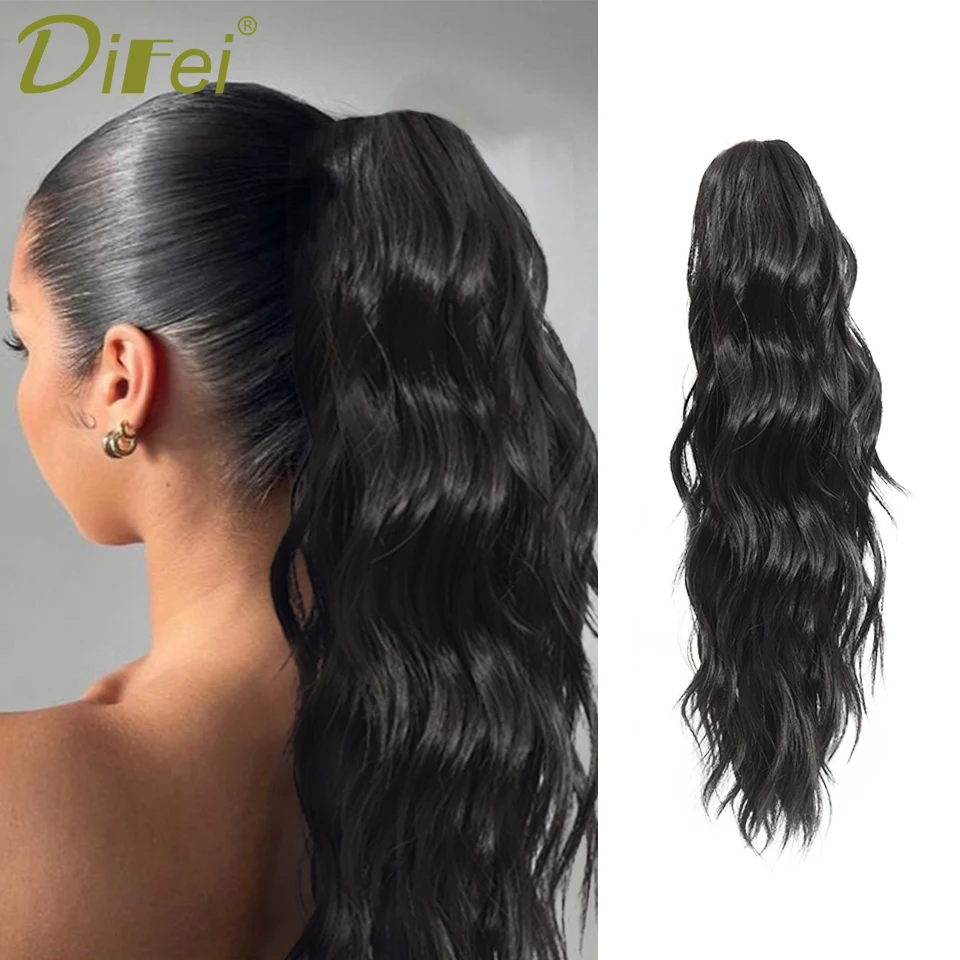 

DIFEI Synthetic Wig Ponytail Female Long Hair Big Grab Clip Vitality Ripple Long Curly Hair High Ponytail Braid