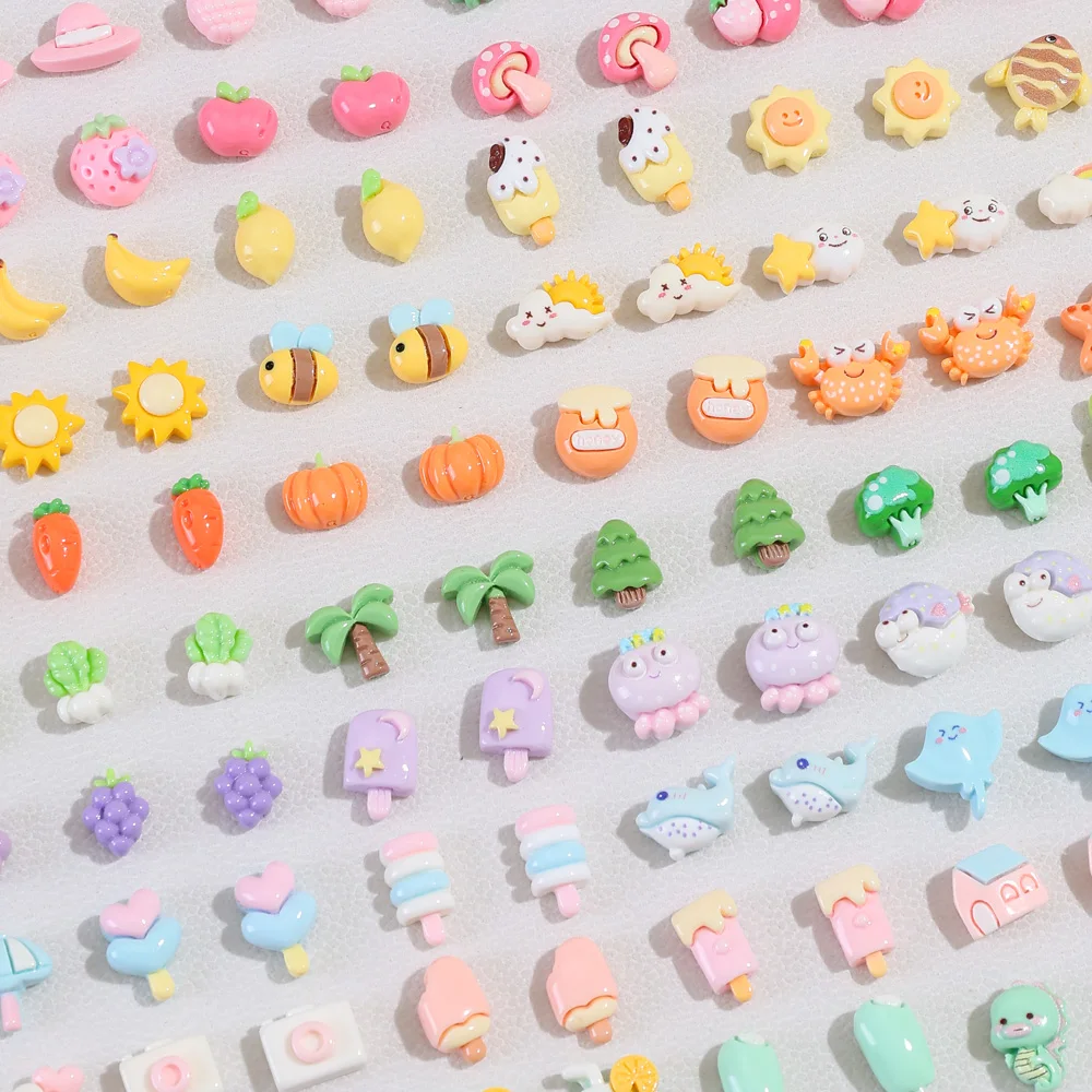 Sweet Delicate Random Cartoon Resin Stud Earrings Summer Dopamine Fruit Vegetable Animal Earrings For Women Without Jewelry Box