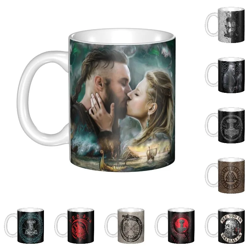 Vikings Lagertha Ragnar Lothbrok Coffee Mugs DIY Custom Norse Valhalla Warrior Ceramic Tea Milk Mug Cup