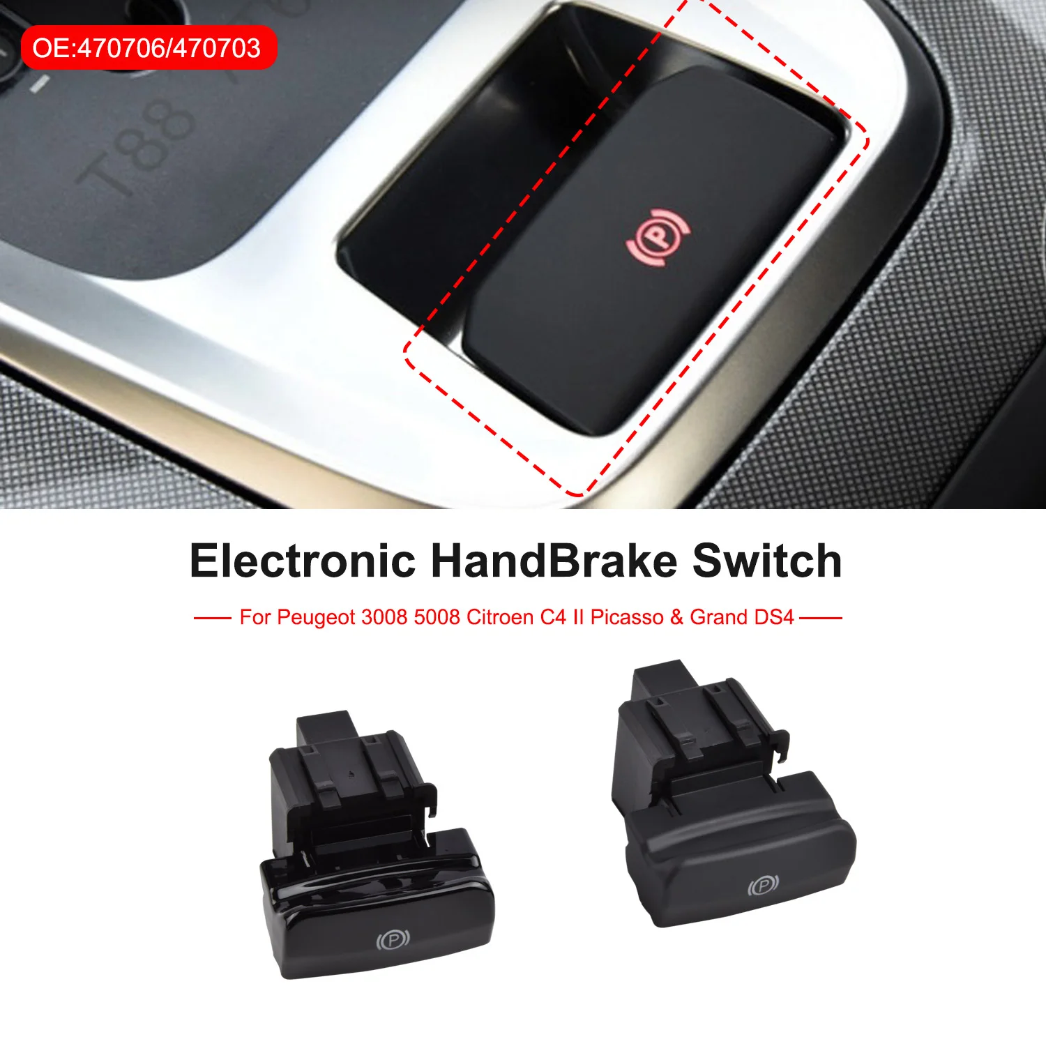 Parking Brake Switch Electronic Handbrake Switch For Peugeot 3008 5008 Citroen C4 II Picasso & Grand DS4 470706 470703 New