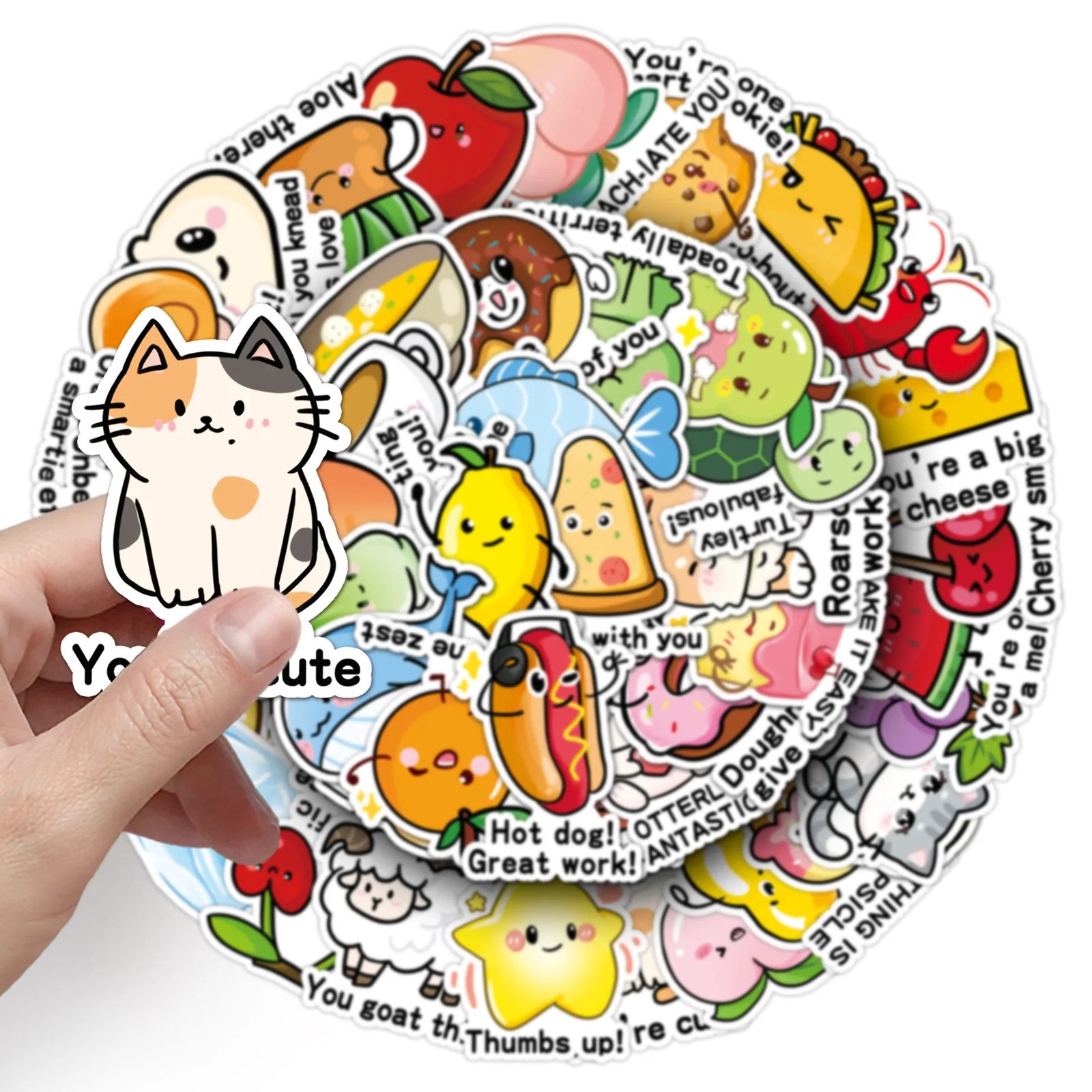 

50PCS English Children's Reward Sticker Positive Energy Encouragement Cartoon Creative Decorative Waterproof Sticker Kids Toy