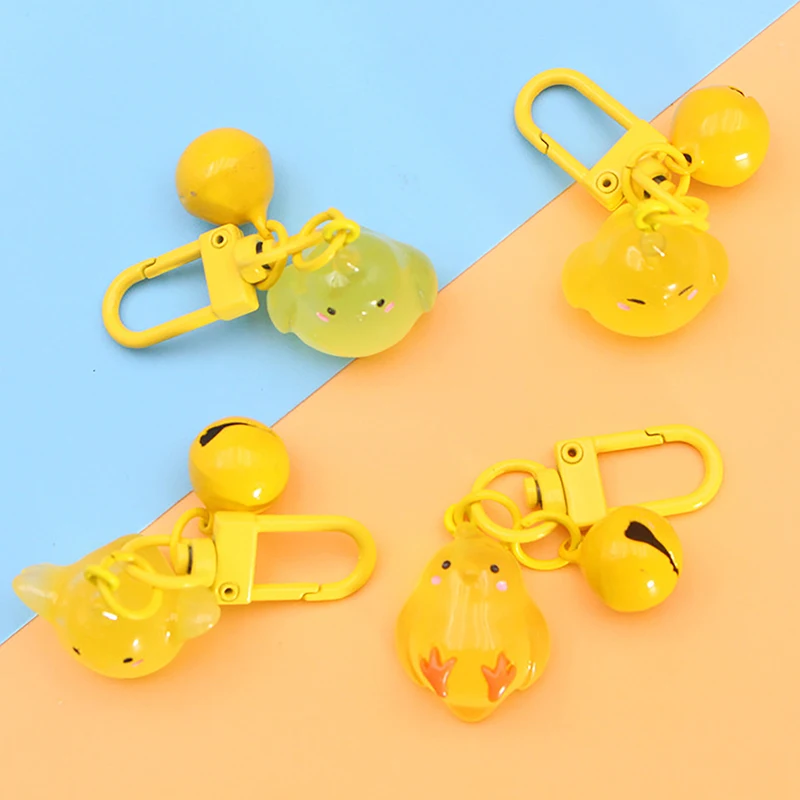 Luminous Peace Chicken Key Chain Cartoon Animal Doll Pendant Little Yellow Chick Key Ring Backpack Charms Car Bag Decor