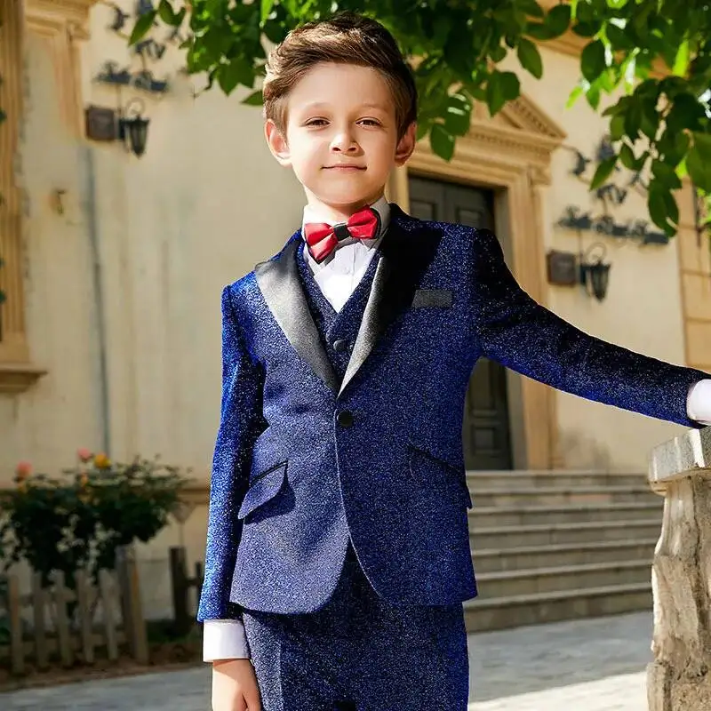suit Children's formal dress, boys' set, three piece set, handsome British flower girl host costume, runway show costume