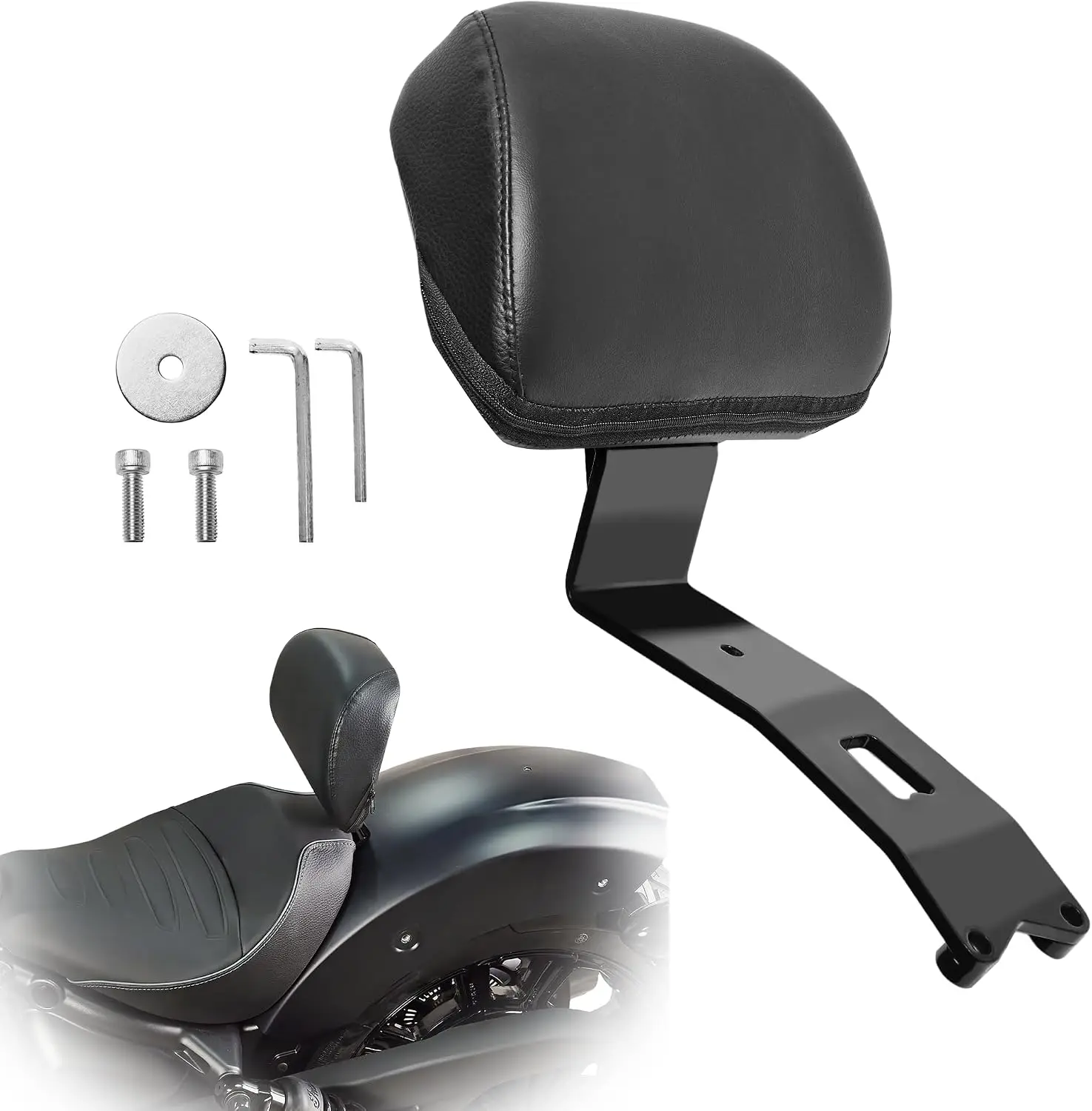 Driver Backrest with Pad for Indian Motorcycle, Plug-In Rider Backrest for Scout Sixty/Bobber Classic 2025