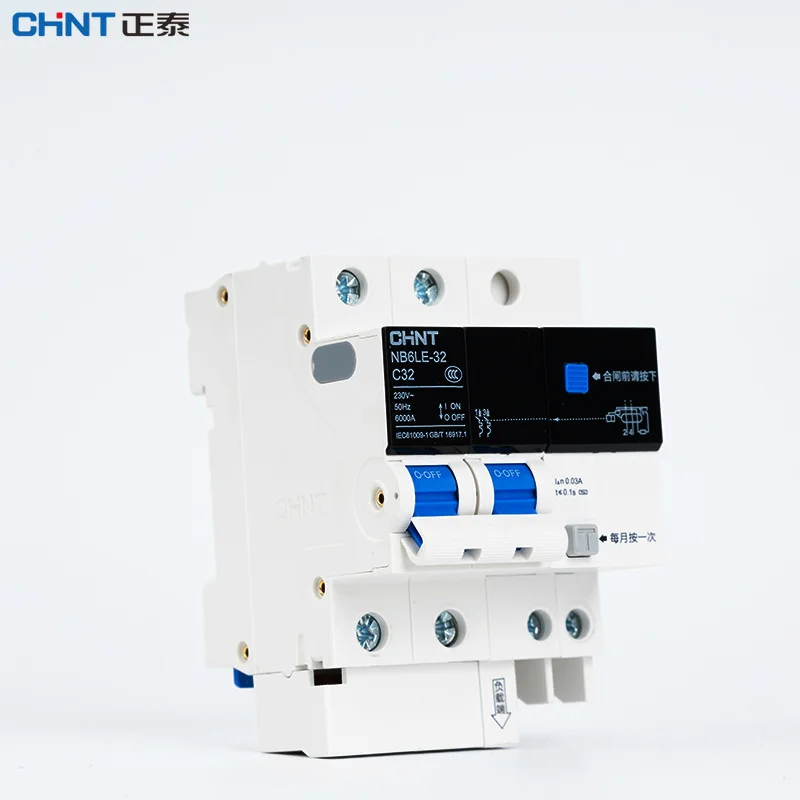 

CHINT NB6LE-40 10A 16A 20A 25A 32A 40A 30MA 0.03A RCBO 1P+N Автоматический выключатель остаточного тока Защита от утечки тока